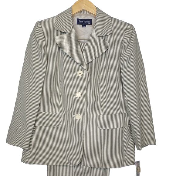 Evan Picone Women's 2pc Pant Suit Set Sz 6 Loden Ivor Office Corpcore NWT - Picture 2 of 16